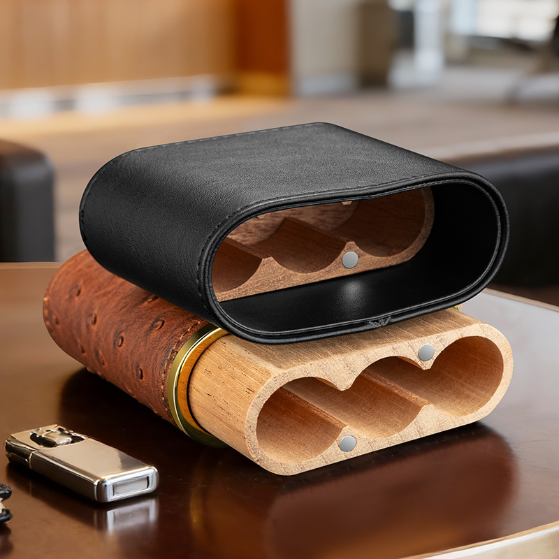 Leather Cigar Case﻿ Cedar Wood - Packaging 评论和价格
