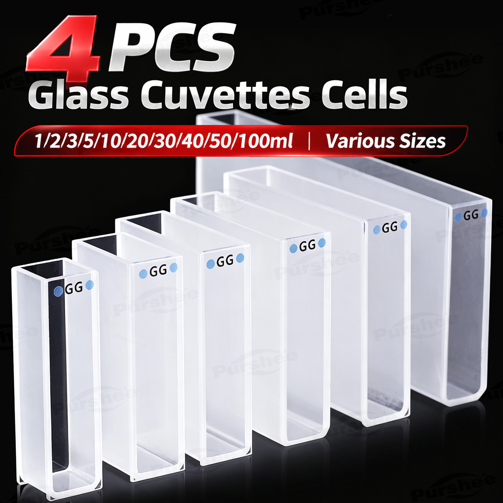 4 PCS Glass Cuvettes Cells 1/2 - Lab Equipment 评论和价格